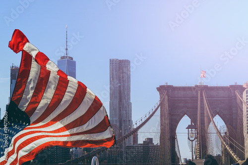 The Brooklyn Bridge in New York City is one of the oldest suspension bridges in the United States. It spans the East River and connects the boroughs of Manhattan and Brooklyn together.