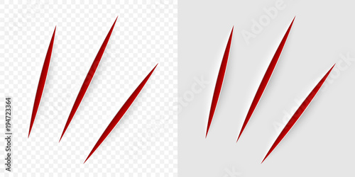 Vector realistic red cut with a office knife