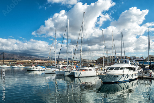 Luxury motorboats in Canary Islands marina
