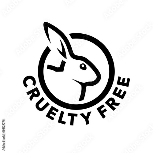 Cruelty free concept logo design with rabbit symbol. Not tested on animals icon. Vector illustration.