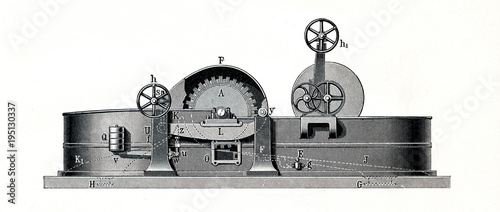 Hollander beater - from the side (from Meyers Lexikon, 1896, 13/484/485)