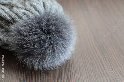 Gray knitted woolen hat