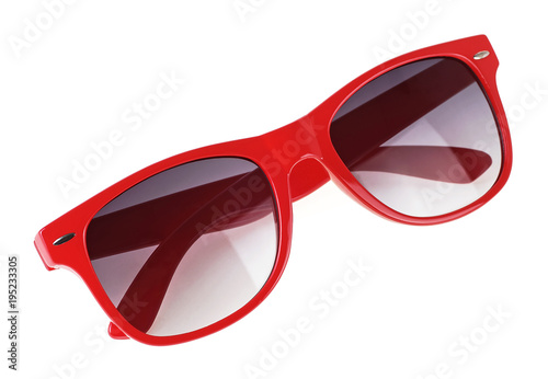 Red sun glasses isolated over white background