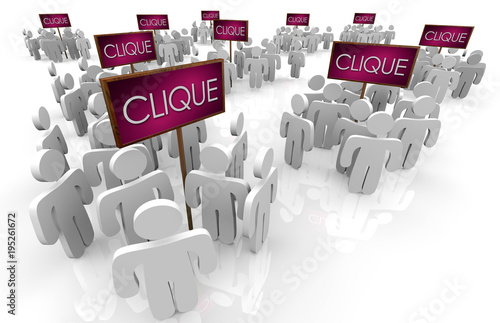 Clique Signs Groups People Gathered Friends 3d Illustration