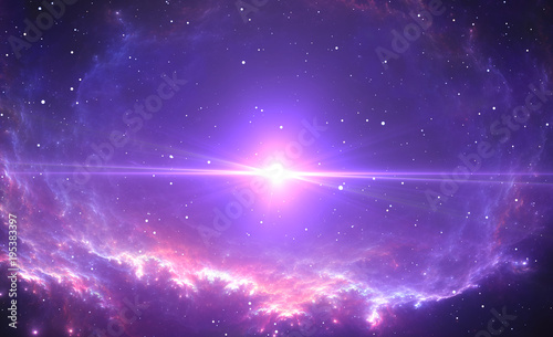 The bright star, supernova in the center of the nebula
