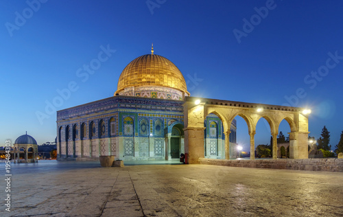 Dome of the Rock Mosque and Dome of the Chain in Jerusalem, Israel