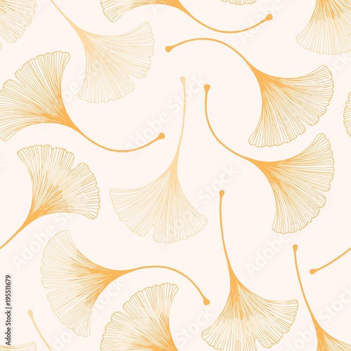 Seamless floral pattern with ginkgo leaves