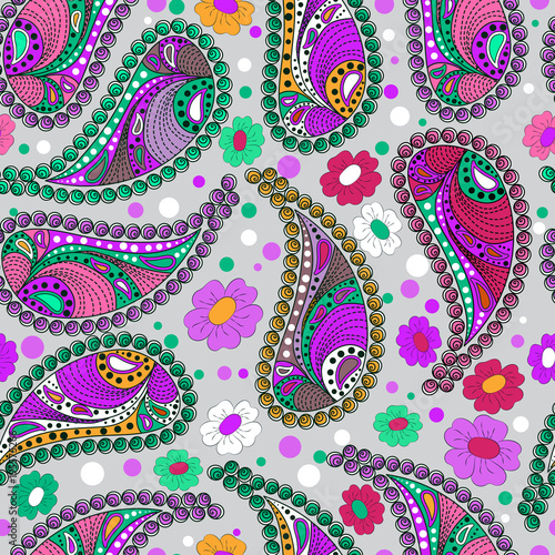 Seamless texture, endless pattern, tribal style ethnic elements paisley . Vector traditional ornament 