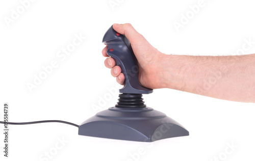 Hand holding gaming joystick