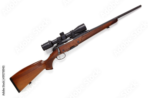 Hunting rifle isolated on white background.