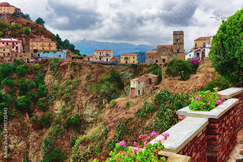 Beautiful landscape with Savoca village in mountain