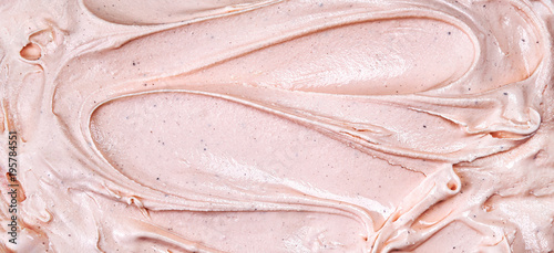 Top view of pink raspberry ice cream surface