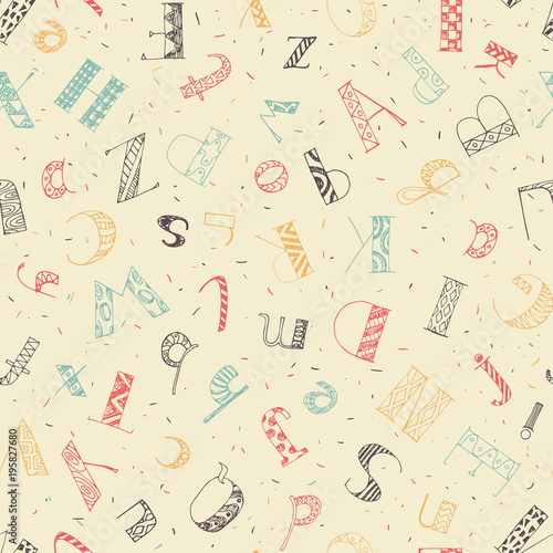 hand drawn letters seamless vector pattern