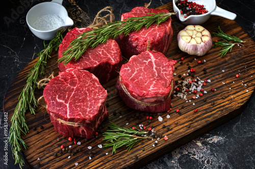 raw fillet Mignon steaks