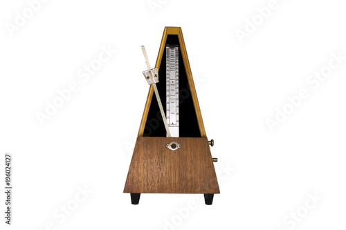 Vintage Metronome Isolated On White Background. Musical Equipment