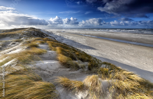 view from sand dune on north sea coast