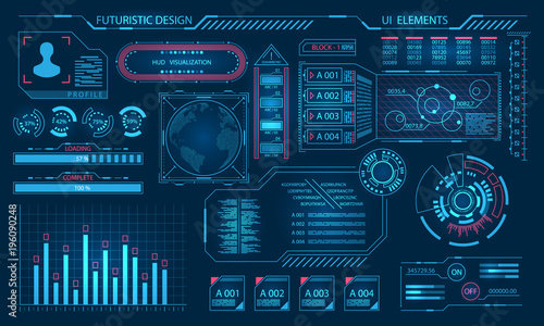 Futuristic Virtual Graphic User Interface, HUD Elements