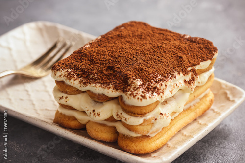 Homemade tiramisu cake, italian dessert.