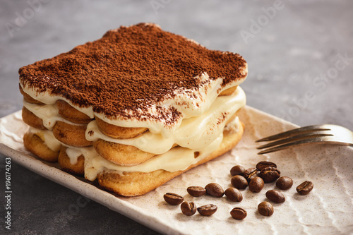 Homemade tiramisu cake, italian dessert.