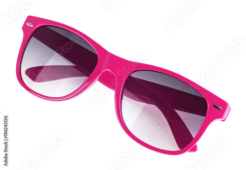 Pink sun glasses isolated over white background