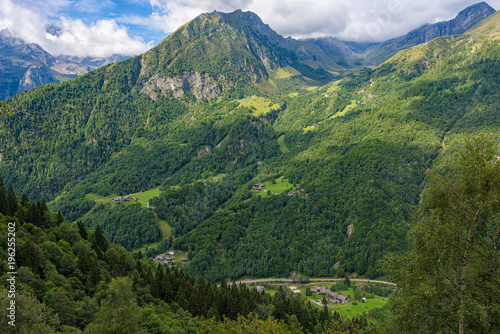 Italy, Piedemont, Alagna Valsesia. Views over the beatyful valley of sesia.