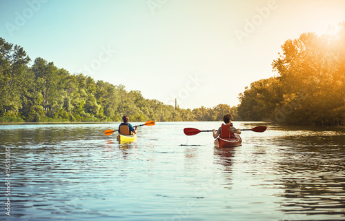 A canoe trip on the river in the summer.