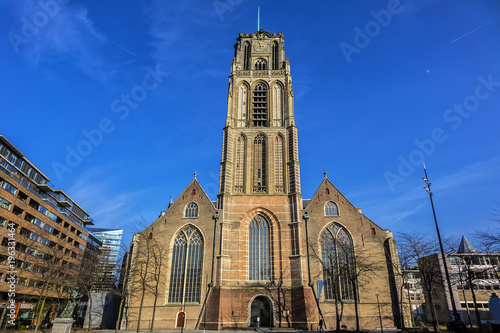 St. Lawrence Church (Grote of Sint-Laurenskerk, 1449 - 1525) - Protestant church in the town centre of Rotterdam. It is the only remnant of the medieval city of Rotterdam. The Netherland.