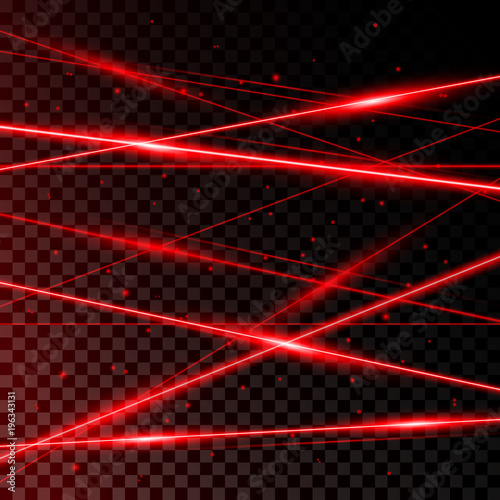 Background from Red Laser Beams on transparent black background.