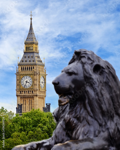 Big Ben Viewed from Trafalgar Square, London, England, UK