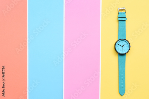 close up of blue wristwatches for background