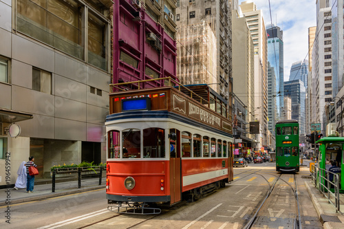 Old trams in Hong Kong Street