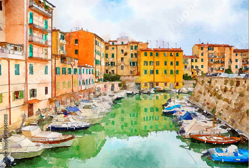 watercolor style, Livorno