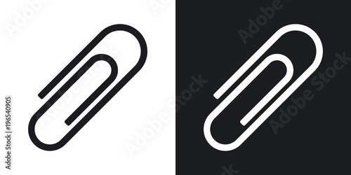 Vector paper clip icon. Two-tone version on black and white background