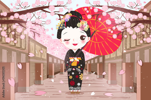 cute cartoon geisha