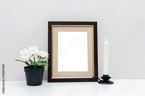 Mockup 8x10 with with flowers and white candle