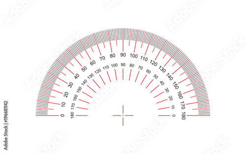 Protractor. Protractor grid for measuring degrees. Tilt angle meter. Measuring tool. AI10