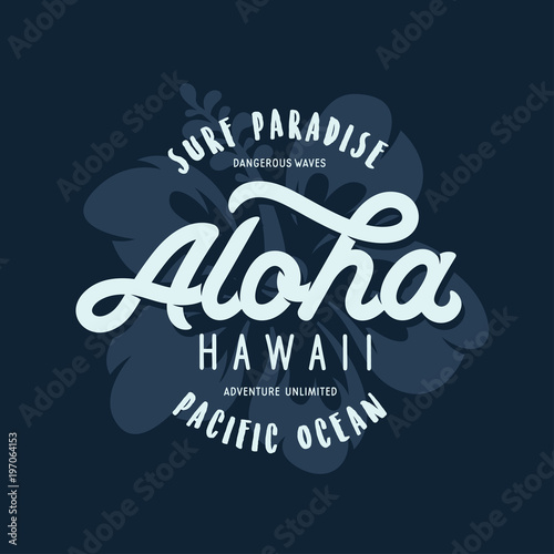 Aloha hawaii floral t-shirt print. Vector vintage illustration.