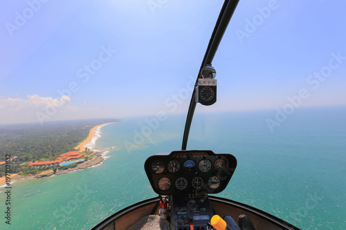 Helicopter Robinson R44 inside view