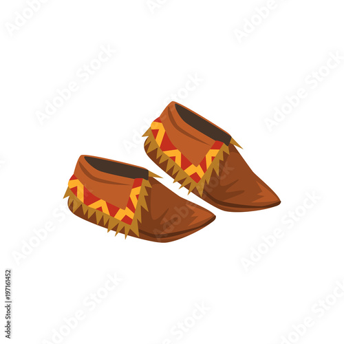 Native American Indian moccasins vector Illustration on a white background