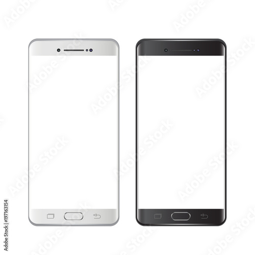 Smartphones black and white. Smartphone isolated on white background. Vector illustration