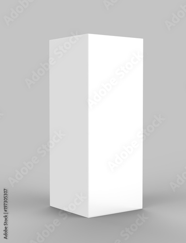 Pop Up Trade Show Tower tall Display with Stretch Fabric Square Column. 3d render illustration.