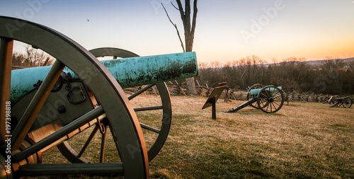 cannon at Gettysburg at sunrise 