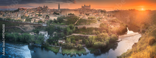 Panorama view of Toledo and Tagus River, Spain
