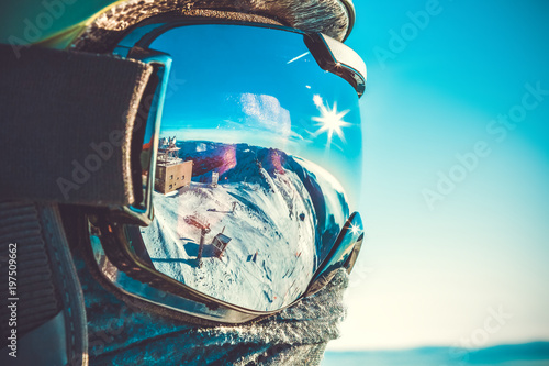 Winter sports concept - snowboarder in mask - outdoors shot