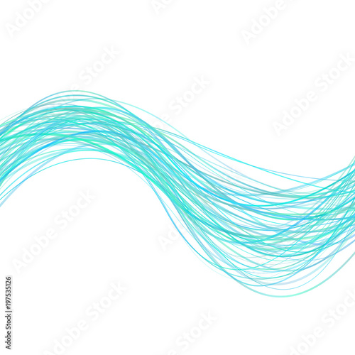 Abstract modern wavy stripe background - graphic design from light blue curved wave lines