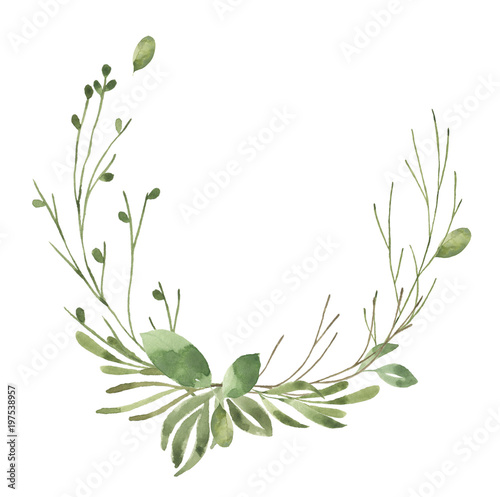 Leafy Leaf. Green watercolor flowers and florals wreath #6