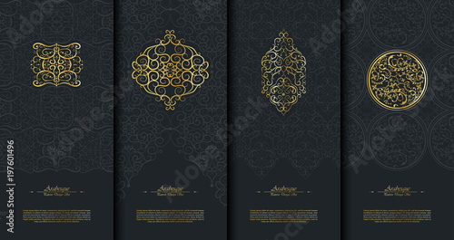 Pattern islamic element classy arabesque background template collection vector