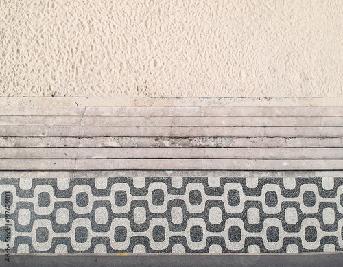 Famous mosaic sidewalk in Leblon Beach, Rio de Janeiro