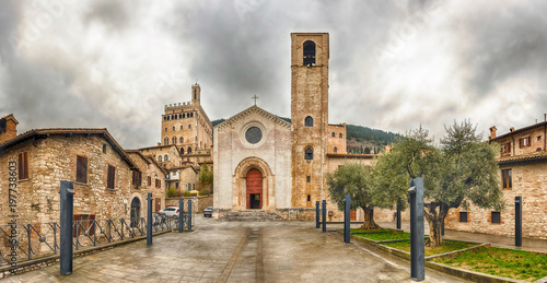 Panoramic view of the Church of St. John, Gubbio, Italy