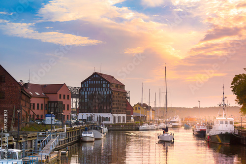 Sunset in the harbor. Klaipeda, Lithuania.